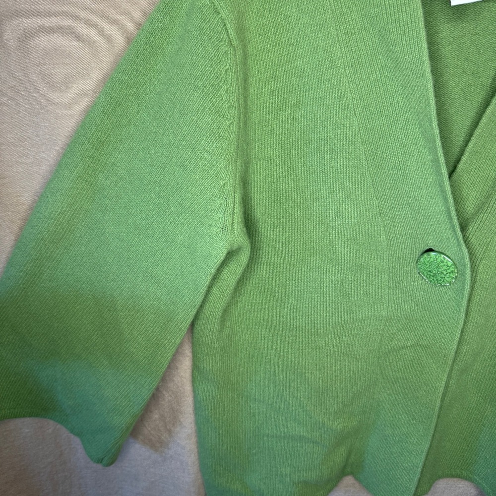 Tweeds Womens Green Lambswool Angora Blend Shawl Cardigan Sweater Large - Picture 4 of 5